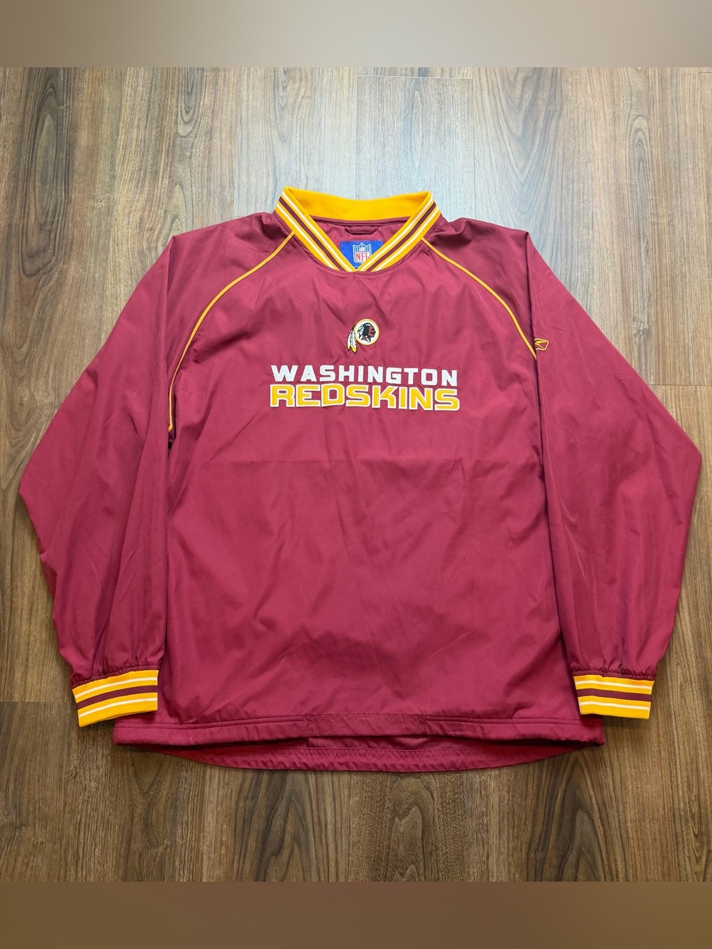 Vintage Reebok Washington Redskins Burgundy Gold Y2K Era Pullover Jacket Large